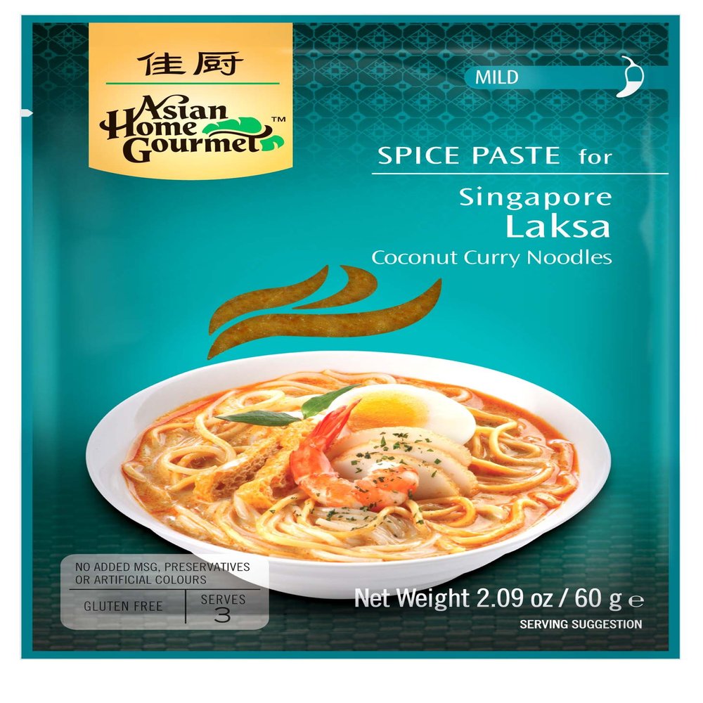 Asian Home Gourmet Spice Paste for SINGAPORE LAKSA - Coconut Curry noodles. (Pack of 3)