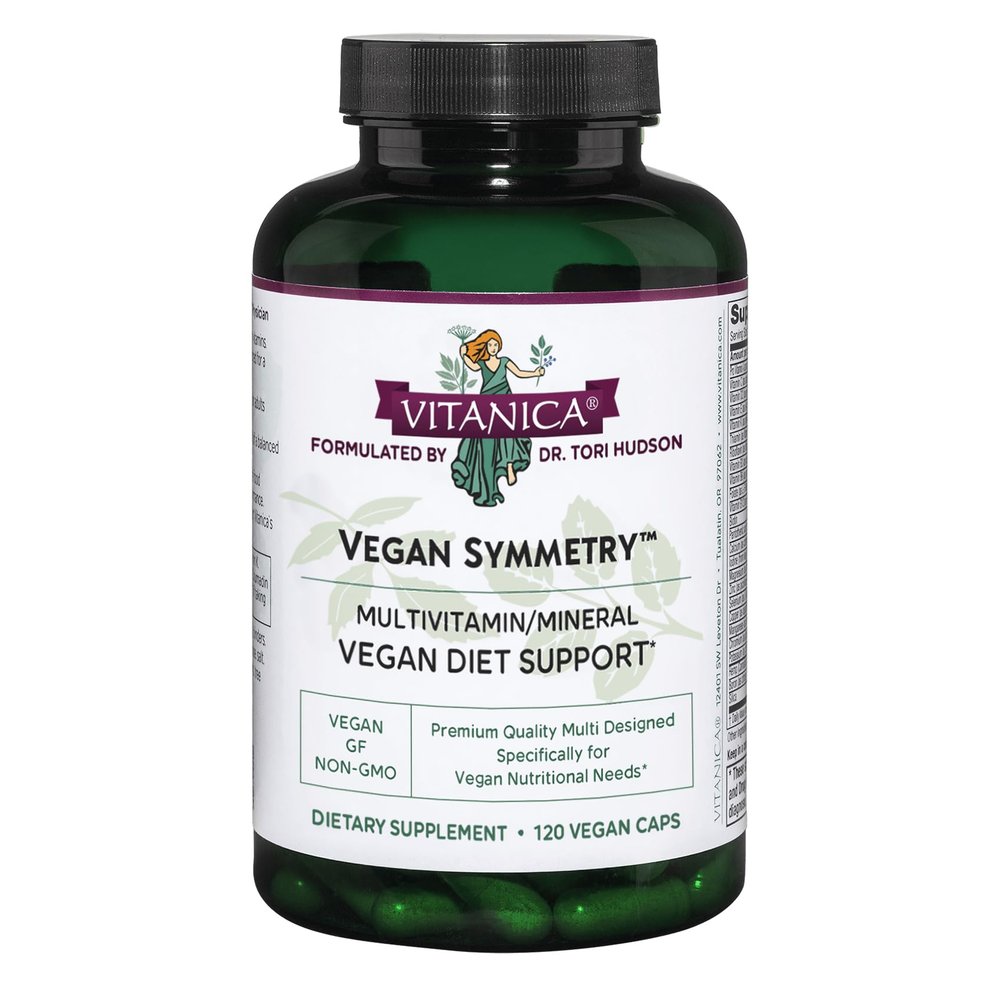 Vitanica Vegan Symmetry, Non-GMO Vegan Multivitamin for Women, Iron Free, Gluten Free, 120 Capsules