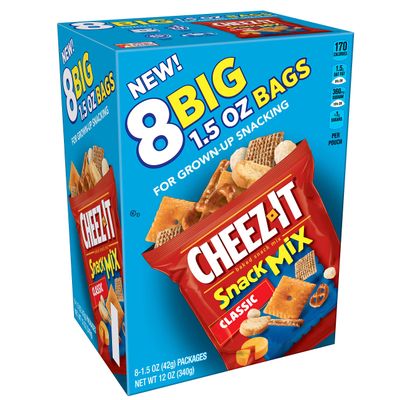 Cheez-It Baked Snack Mix, Classic, Single Serve, 1.5 oz Bags (8 Count)
