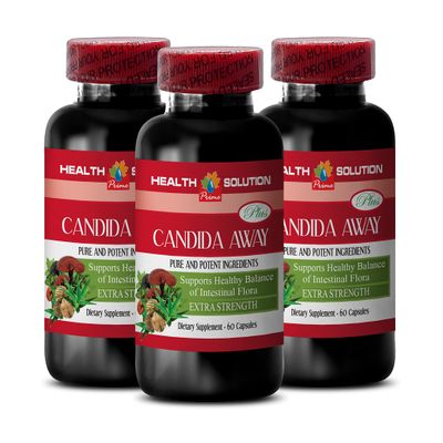 Natural immunity booster - CANDIDA AWAY PLUS - Candida formula, candida support kit, candida away extra strength, candida complex support, liver cleanse detox & repair supplement 3 Bot 180 Capsules