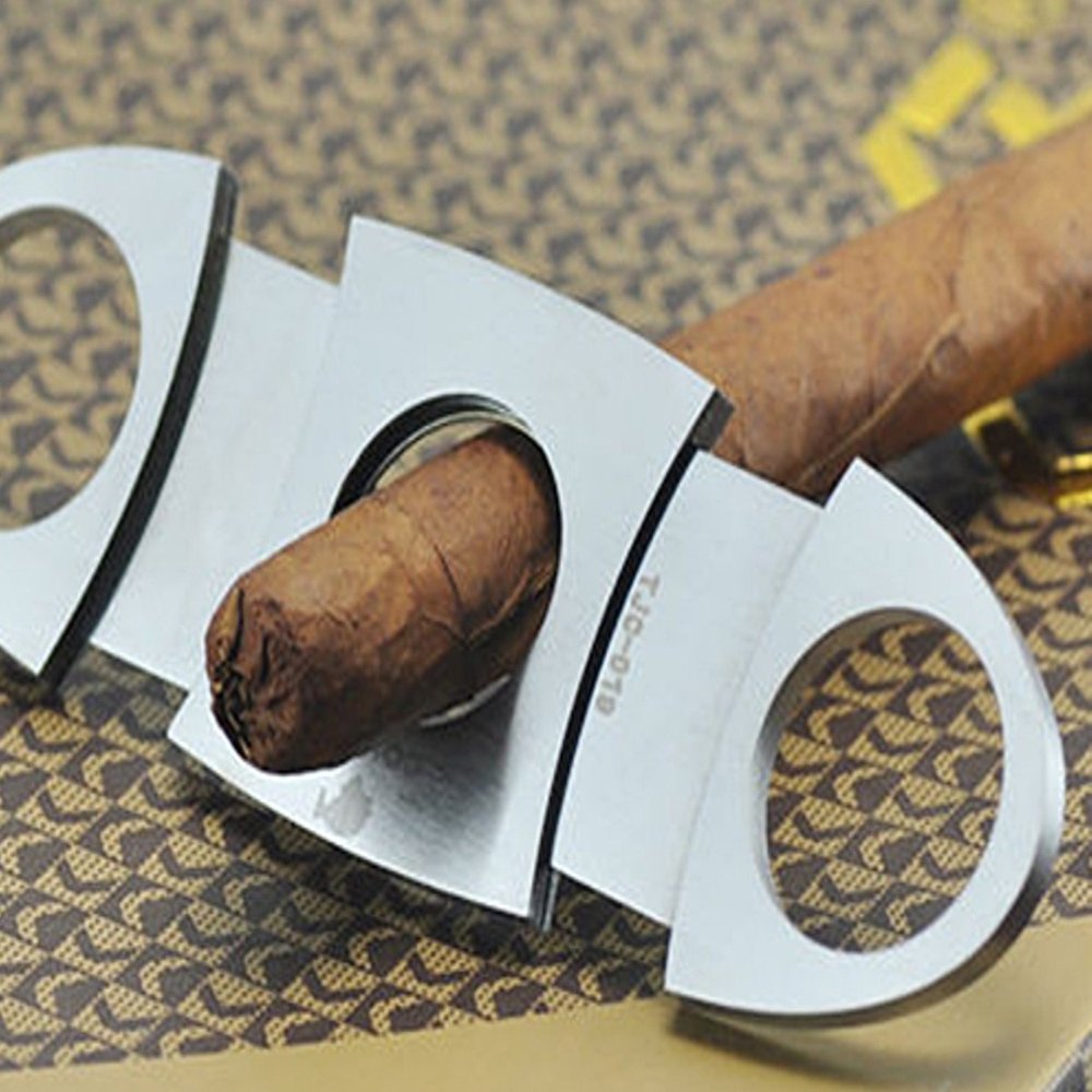 2 Pcs Pocket Cigar Cutter Knife Double Blades Scissors Classic Comfortable Grip Type.