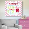 Personalized Stretched Canvas Birth Announcement Gift, Custom Baby Name, Date, Weight Stats, Newborn Butterfly Nursery Wall Art Decor, Wooden Frame Construction, Ready to Hang 24X30 view 3