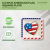 [100 COUNT]Harvest Pack PFAS FREE 6.5-inch American Flag Patriotic Party Disposable Compostable Square Paper Plates, July Fourth Natural Bagasse Square Plates, From Eco-Friendly Sugarcane Plant Fibers view 4