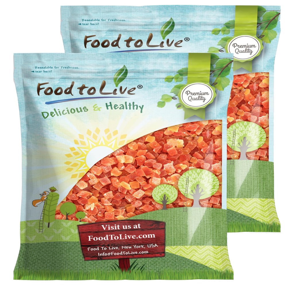 Food to Live Dried Diced Papaya, 15 Pounds Kosher, Vegan, Sweetened, Unsulfured, Bulk