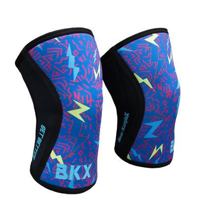 Bear KompleX - Knee Compression Sleeves for Men and Women, Performance Enhancing Neoprene Knee Brace Protection and Joint Stability for Weightlifting, Squats, and Powerlifting - 5mm/7mm, Light & Blue
