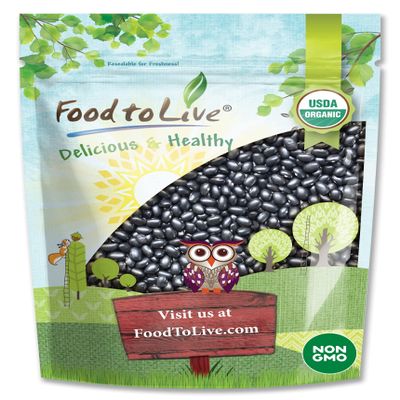 Food to Live Organic Black Beans, 8 Ounces Non-GMO, Whole Dried Beans, Sproutable, Vegan, Kosher, Bulk. Great Source of Plant Based Protein, Fiber. Great for Bean Soup, Salads, Chili.