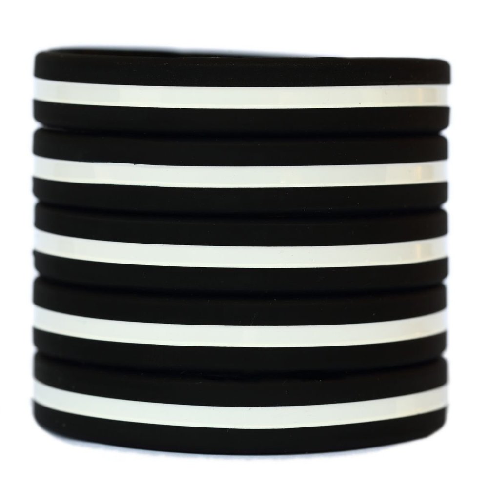 SayitBands 40 Adult and 60 Youth Thin White Line Wristbands