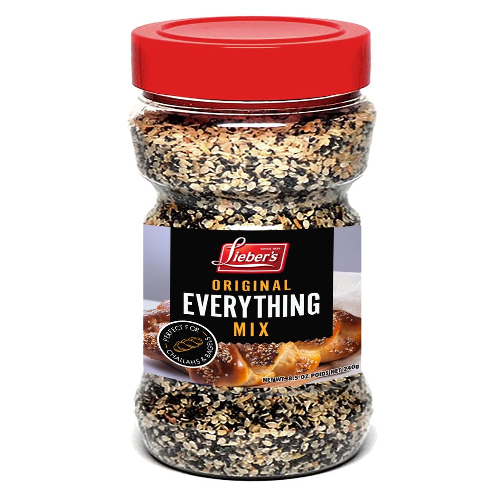 Liebers Everything Bagel Seasoning  Everything Bagel Spice with Sesame Seeds, Dried Onion, Garlic, Salt  Kosher Bagel Seasoning  Ideal for Mini Bagels,  8.5oz Jar (8.5 oz pack of 1)