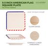 [100 COUNT]Harvest Pack PFAS FREE 9.5-inch American Flag Patriotic Party Disposable Compostable Square Paper Plates, July Fourth Natural Bagasse Square Plates, From Eco-Friendly Sugarcane Plant Fibers view 2