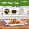 [100 COUNT]Harvest Pack PFAS FREE 9.5-inch American Flag Patriotic Party Disposable Compostable Square Paper Plates, July Fourth Natural Bagasse Square Plates, From Eco-Friendly Sugarcane Plant Fibers view 3