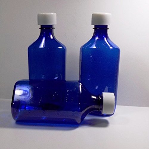25 Lot Brand New Graduated Oval 12 Ounce Cobalt Blue RX Medicine Bottles w/Caps