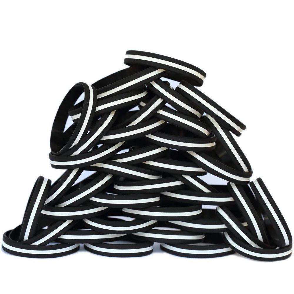 SayitBands 20 Adult and 80 Youth Thin White Line Wristbands