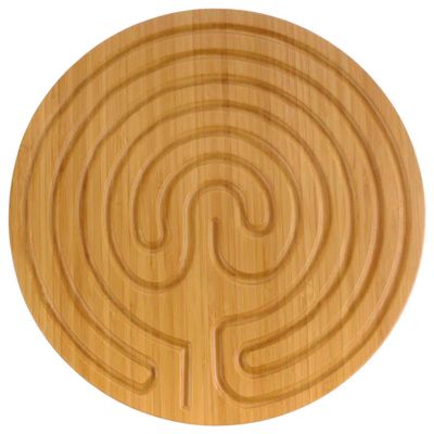BambooMN 12.5" Dia Carbonized Brown Bamboo Finger Labyrinth for Meditation and Prayer, 7 Circuit Cretan Style, 3 Pieces