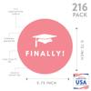 Andaz Press Chocolate Drop Labels Stickers Trio, Funny Graduation, Coral, 216-Pack, Fits Kisses Party Favors Graduation Stickers view 2