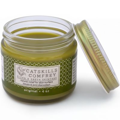 Catskills Comfrey Original, 4oz Comfrey Salve for Bone Healing Organic Comfrey Oil Cream, Only 4 Natural Ingredients Home-Grown & Home-Made, Multi-use Natural Skincare, No Essential Oils