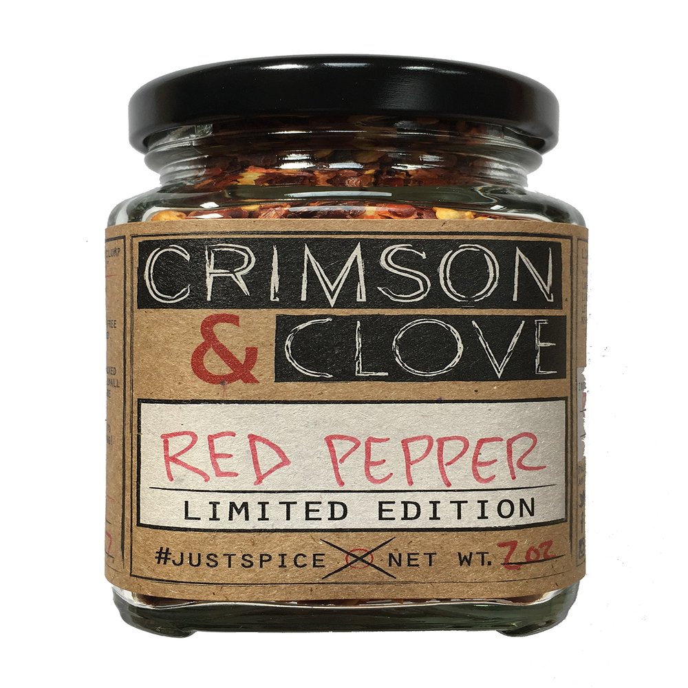All Natural Premium Crushed Red Pepper Flakes by Crimson and Clove (2 oz. glass spice jar)