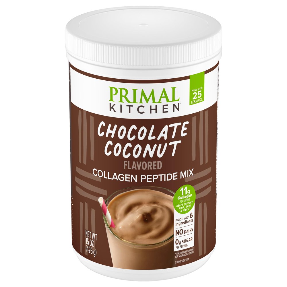 Primal Kitchen Chocolate Collagen Fuel Drink Mix, Chocolate Coconut Collagen Peptides, No Dairy or Artificial Sweeteners, 15 Ounces
