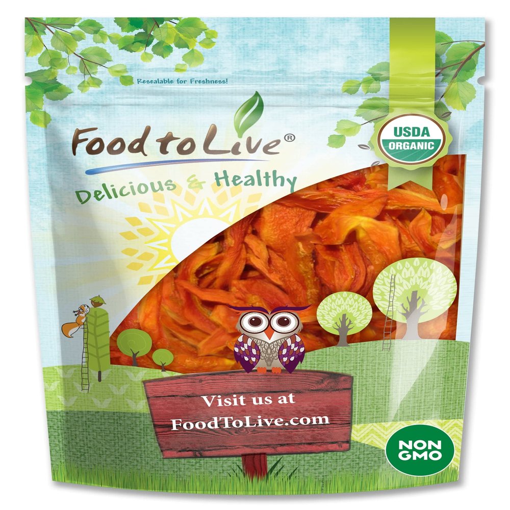 Food to Live Organic Dried Papaya Spears, 1 Pound Kosher, Unsulfured, Unsweetened, Vegan, Bulk