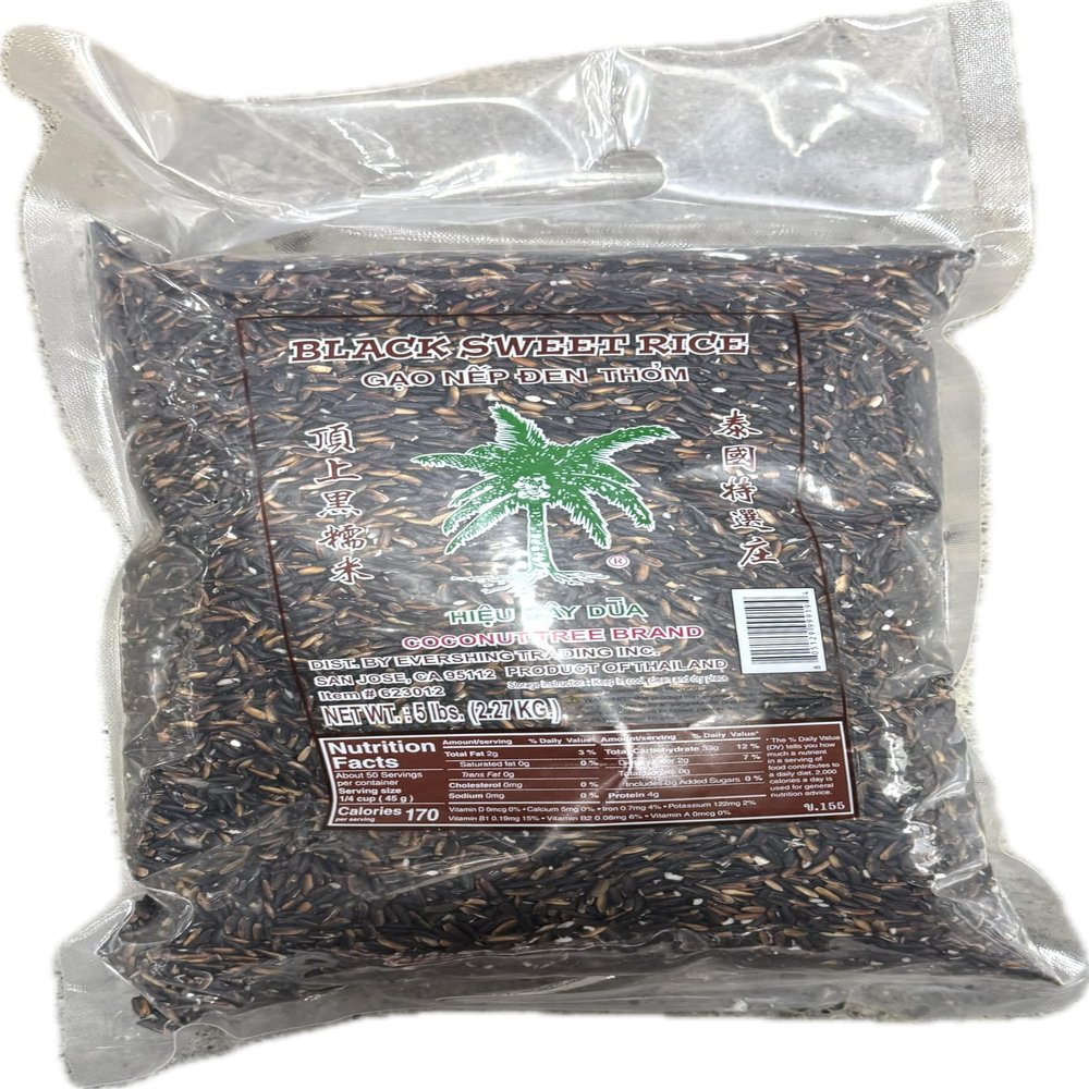 5 LB Coconut Tree Brand Black Sweet Rice, Pack of 1
