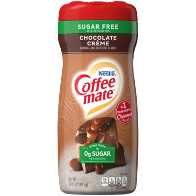 COFFEE MATE Sugar Free Chocolate Crme Powder Coffee Creamer 10.2 Oz. Canister | Non-dairy, Lactose Free, Gluten Free Creamer