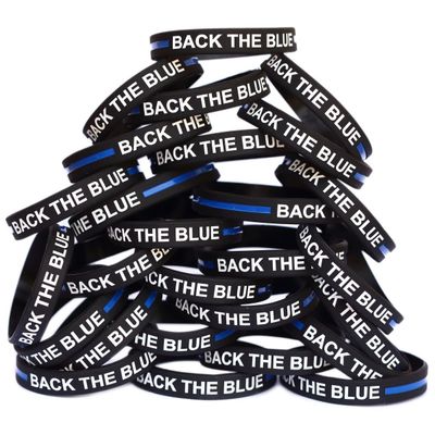 SayitBands 40 Adult and 60 Youth Back the Blue Thin Blue Line Wristbands