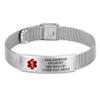Divoti Custom Engraved Medical Alert ID Bracelet for Men & Women | 316L Stainless Steel Medical ID Jewelry | Red Caduceus with Buckle Clasp Mesh Chain | Adjustable & Personalized Engraving view 1