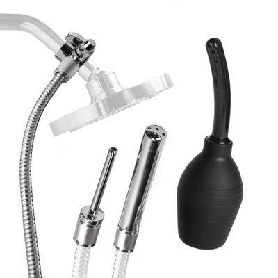 CleanStream Angled Enema Nozzle Kit with 6-Foot Hose, Rubber Bulb and Two Nozzle Sizes, Compatible with Standard Shower Systems for Hygienic Cleansing, Durable and Easy-to-Use Design