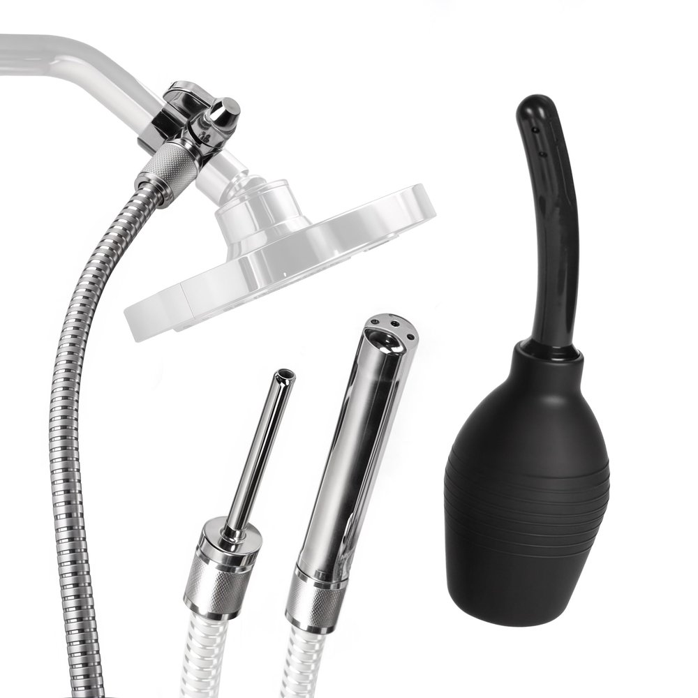 CleanStream Angled Enema Nozzle Kit with 6-Foot Hose, Rubber Bulb and Two Nozzle Sizes, Compatible with Standard Shower Systems for Hygienic Cleansing, Durable and Easy-to-Use Design