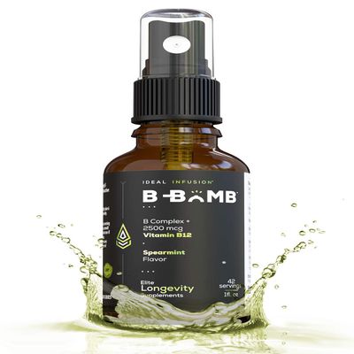 B-Bomb Vitamin B12 + B Complex Liquid Spray: Methylcobalamin with Adenosylcobalamin: Energy & Mood Support, Sugar-Free, Vegan, Organic Spearmint Flavor