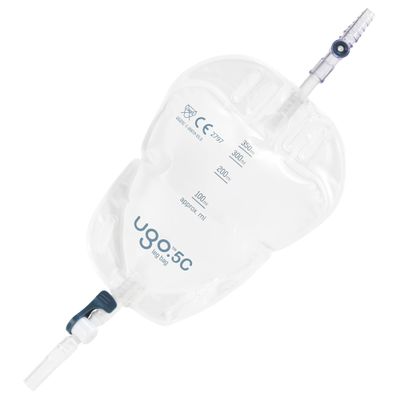 Ugo Leg Bags (x10)  Urine Drainage Bags/Catheter Leg Bags, T Tap or Lever Tap with Soft Fabric Backing and a Natural Leg-Shape Design (Pack of 10) (Ugo 5C - 350ml, Direct Inlet, Lever Tap)