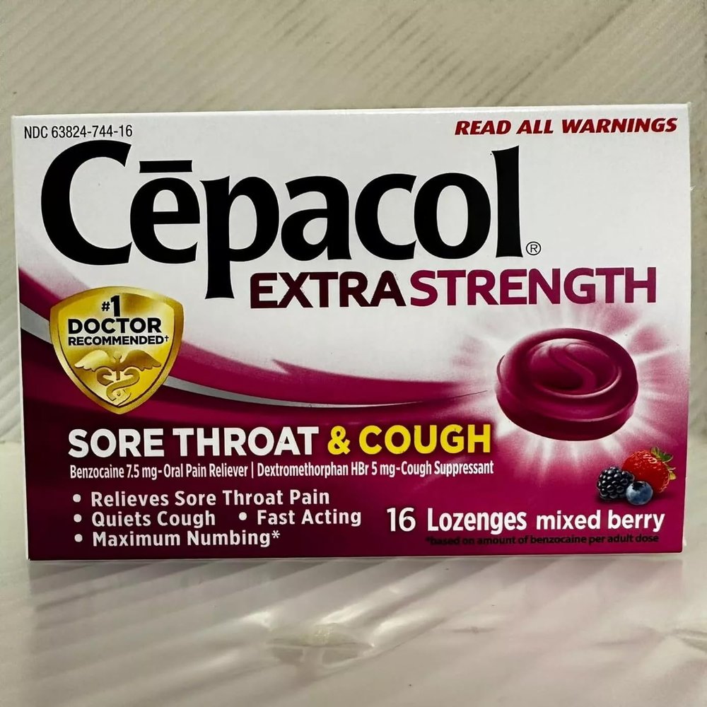 Cepacol Extra Strength Sore Throat & Cough Relief Lozenges, 16 Count, Mixed Berry Flavor, Maximum Numbing, Fast Acting Relieves Sore Throat Pain, and Quiets Cough (Pack of 12)