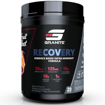 Granite Nutrition Recovery - Premium Intra-Workout Drink with EAAs, Cluster Dextrin, Sensoril & Senactiv for Athletic Performance and Lean Muscle Gains - Fruit Blast (30 Servings)