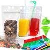 100PCS Drink Pouches for Adults with Straws, Reusable, Reclosable Zipper Smoothie Bags for Cold & Hot Drinks with 100 Straws & Silicone Funnel view 1