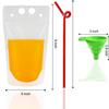 100PCS Drink Pouches for Adults with Straws, Reusable, Reclosable Zipper Smoothie Bags for Cold & Hot Drinks with 100 Straws & Silicone Funnel view 2