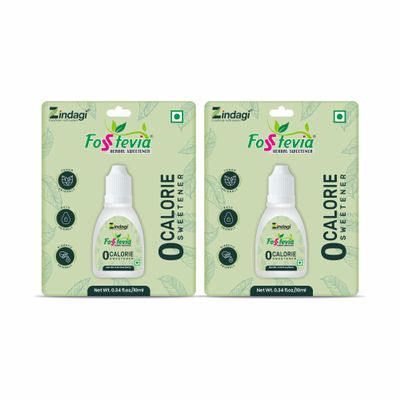 Zindagi Stevia Liquid Drops(FosStevia) - 100% Natural Sugar-Free - Stevia Tabletop Sweetener (400 Servings)