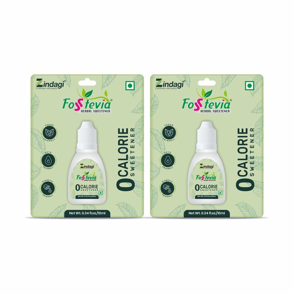 Zindagi Stevia Liquid Drops(FosStevia) - 100% Natural Sugar-Free - Stevia Tabletop Sweetener (400 Servings)