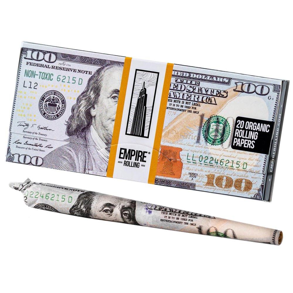 Empire Rolling Bennys Finest King Size Rolling Papers 20 Ultra-Thin 111mm Papers with 100 Bill Design & 20 Filter Tips Natural, Slow Burning