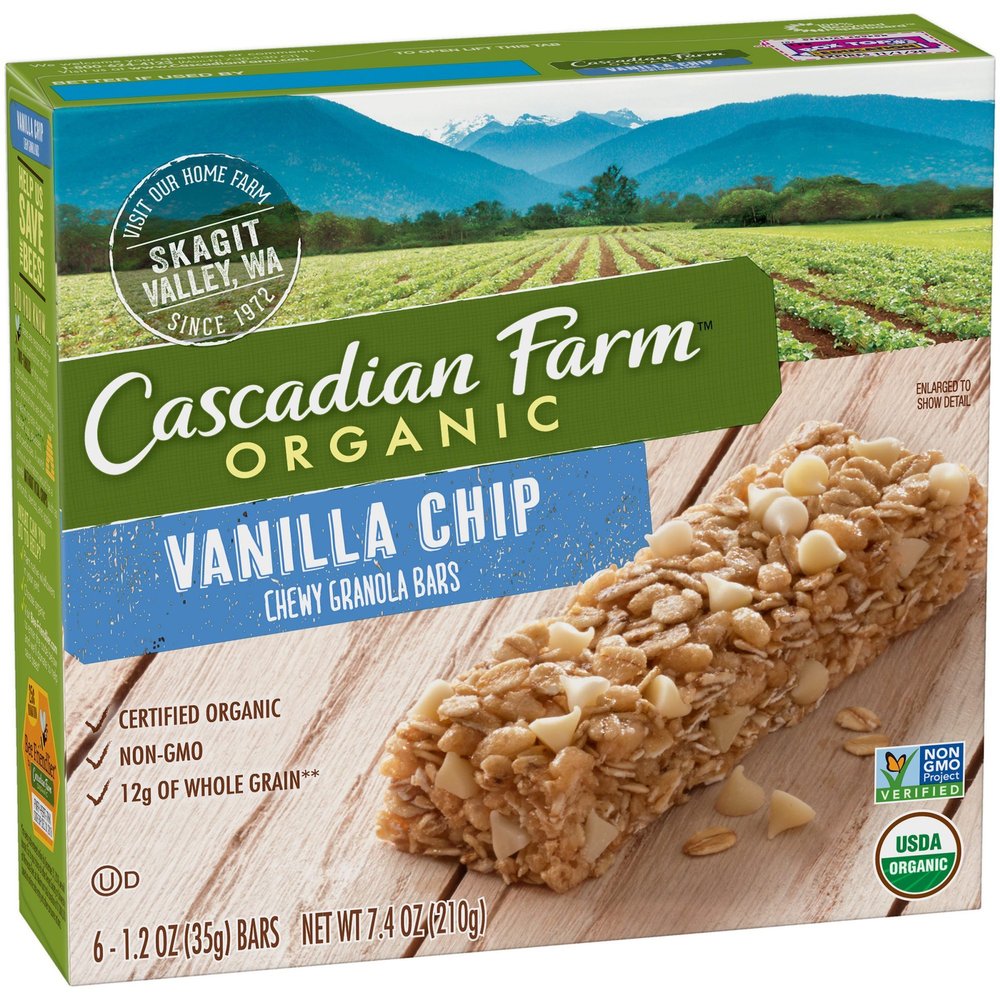 Cascadian Farm Organic Vanilla Chip Chewy Granola Bars 6 count (Pack of 3)