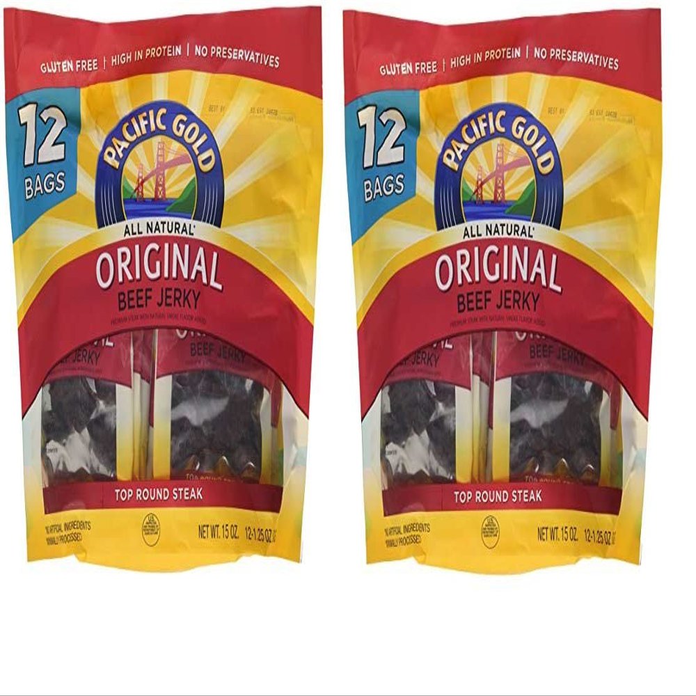 Pacific Gold Original Beef Jerky Value Pack - 2 Bags of 12 - 1.25 oz per Bag Bag - Total 24