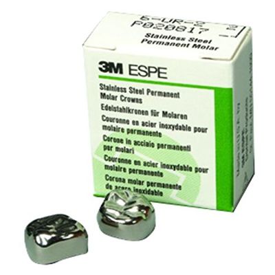 3M ESPE DUR5 First Primary Molar Crown, Upper Right, Size 8.4, Stainless Steel (Pack of 5)