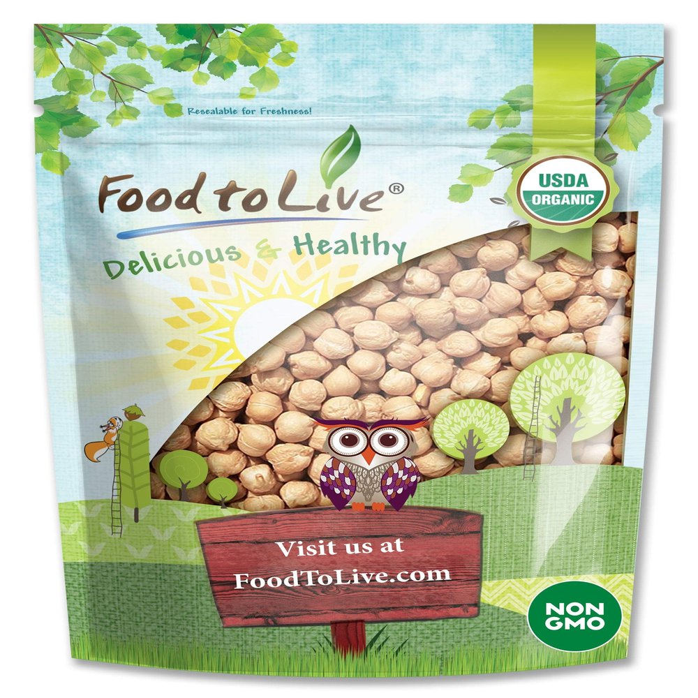 Food to Live Organic Garbanzo Beans, 3 Pounds  Dried Chickpeas, Non-GMO, Kosher, Raw, Sproutable, Bulk