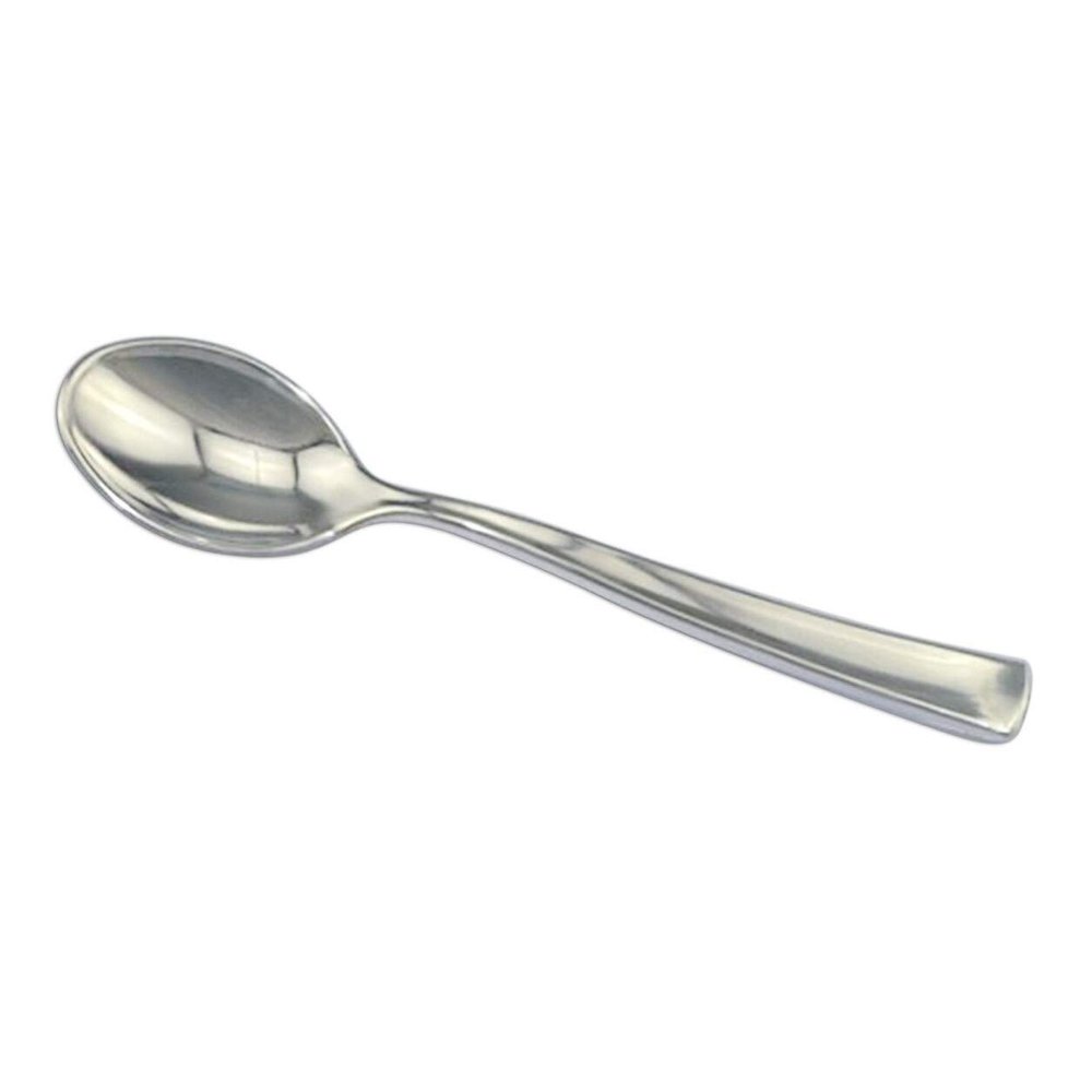 Plastic Silver Spoons Heavyweight 600 Pcs - Disposable Silverware Plastic Spoon Set - Heavy Duty Bulk Party Cutlery Flatware Utensils All Occasions