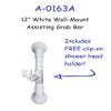 12 in MedGear Wall-Mount Bath Assisting Grab Bar, White & Includes Clip-On Shower Head Holder view 2