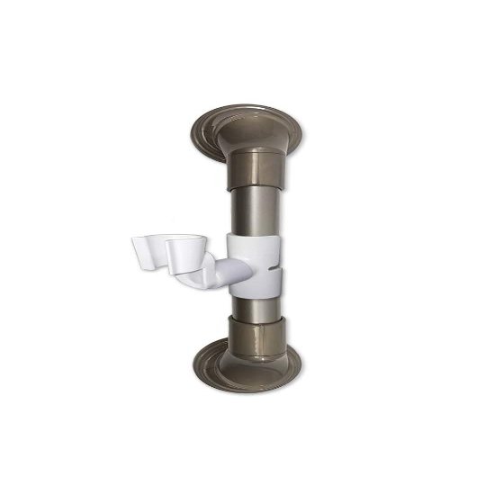 12 in MedGear Wall-Mount Bath Assisting Grab Bar, Satin Nickel & Includes Clip-On Shower Head Holder