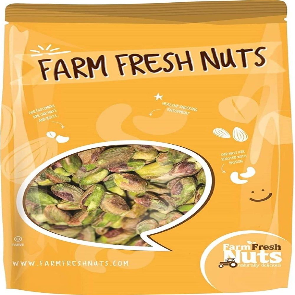 California Shelled Pistachios Kernels Dry Roasted & Salted Nuts, No shells, 2 Lbs. - Oven Roasted to Perfection Resealable Bag for Added Freshness - Farm Fresh Nuts Brand