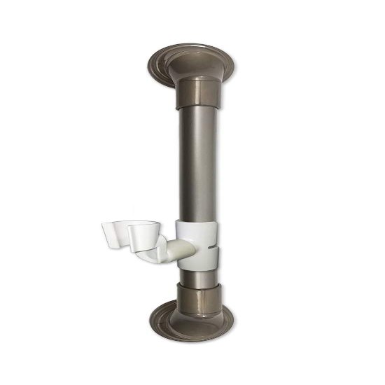 16 in MedGear Wall-Mount Bath Assisting Grab Bar, Satin Nickel & Includes Clip-On Shower Head Holder