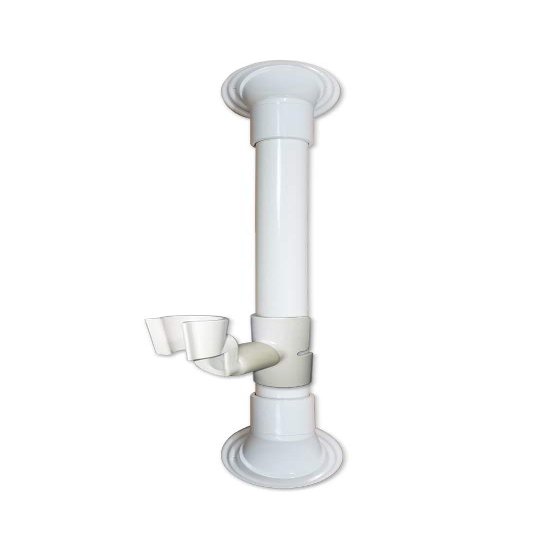 16 in MedGear Wall-Mount Bath Assisting Grab Bar, White & Includes Clip-On Shower Head Holder