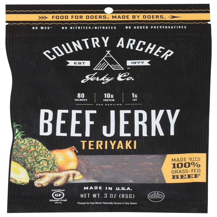 Country Archer Teriyaki Beef Jerky - 3 Ounce- Pack of 12