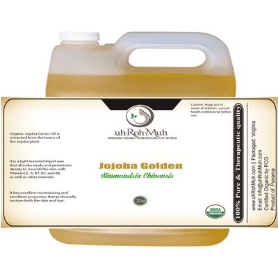 uh*Roh*Muh Pure Organic Jojoba Oil || USDA certified || Organic Golden Oil || Panama - (32 fl oz) (Net Wt. 0.8 kg - 1.75 lb)