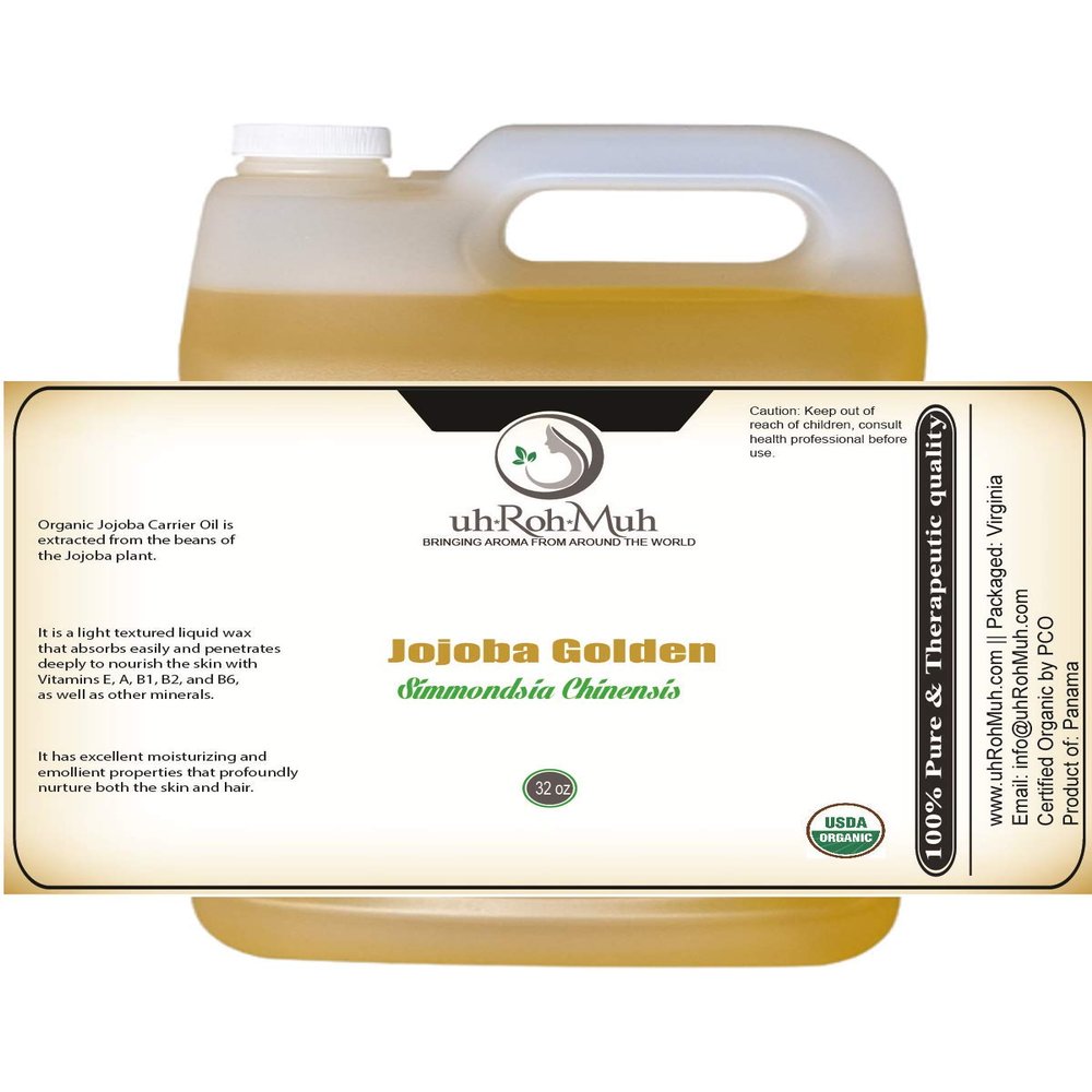uh*Roh*Muh Pure Organic Jojoba Oil || USDA certified || Organic Golden Oil || Panama - (32 fl oz) (Net Wt. 0.8 kg - 1.75 lb)